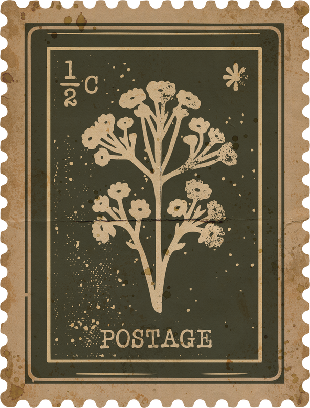 Aged Floral Postage Stamp